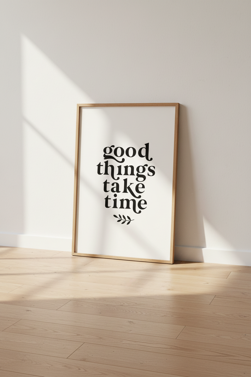 Good Things Take Time Wall Art Print | Office Decor | Minimalist Quote Poster