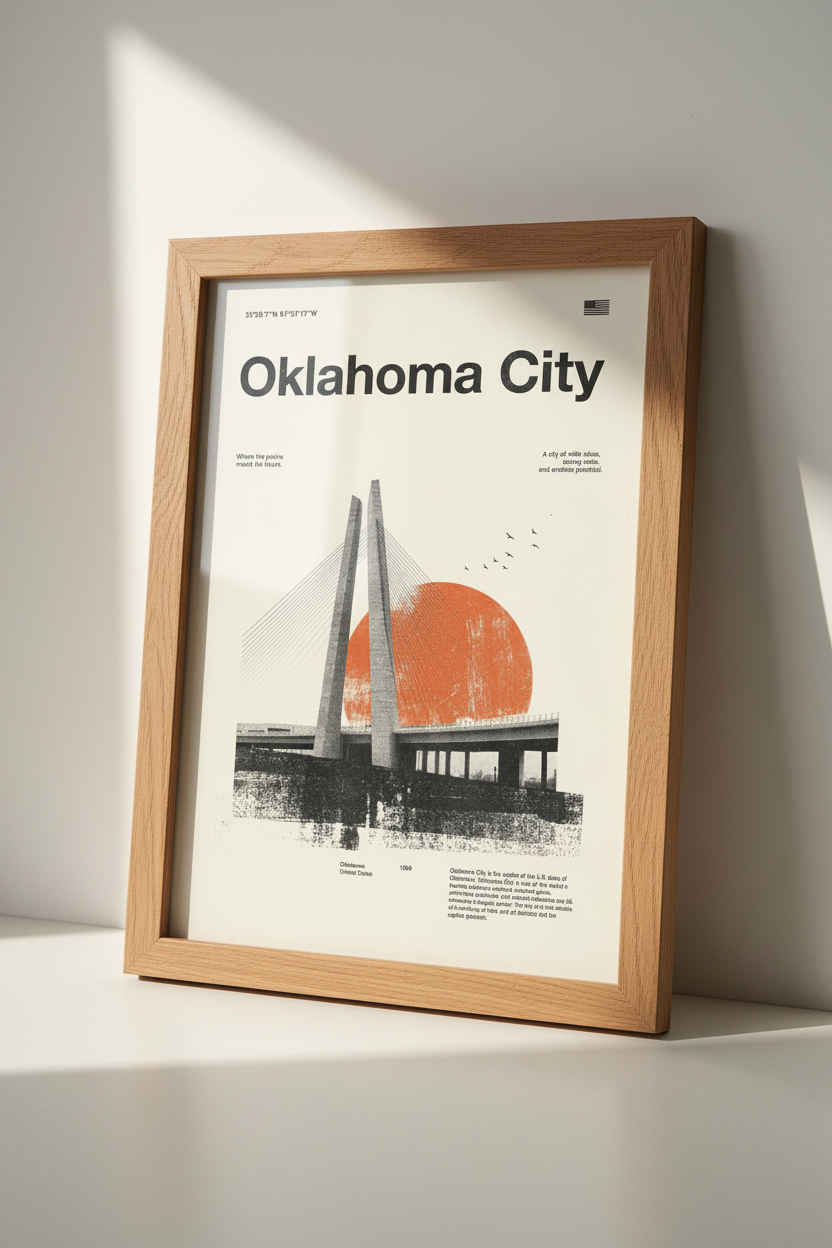 Oklahoma City Wall Art Print | Modern Travel Poster | Minimalist OKC Decor
