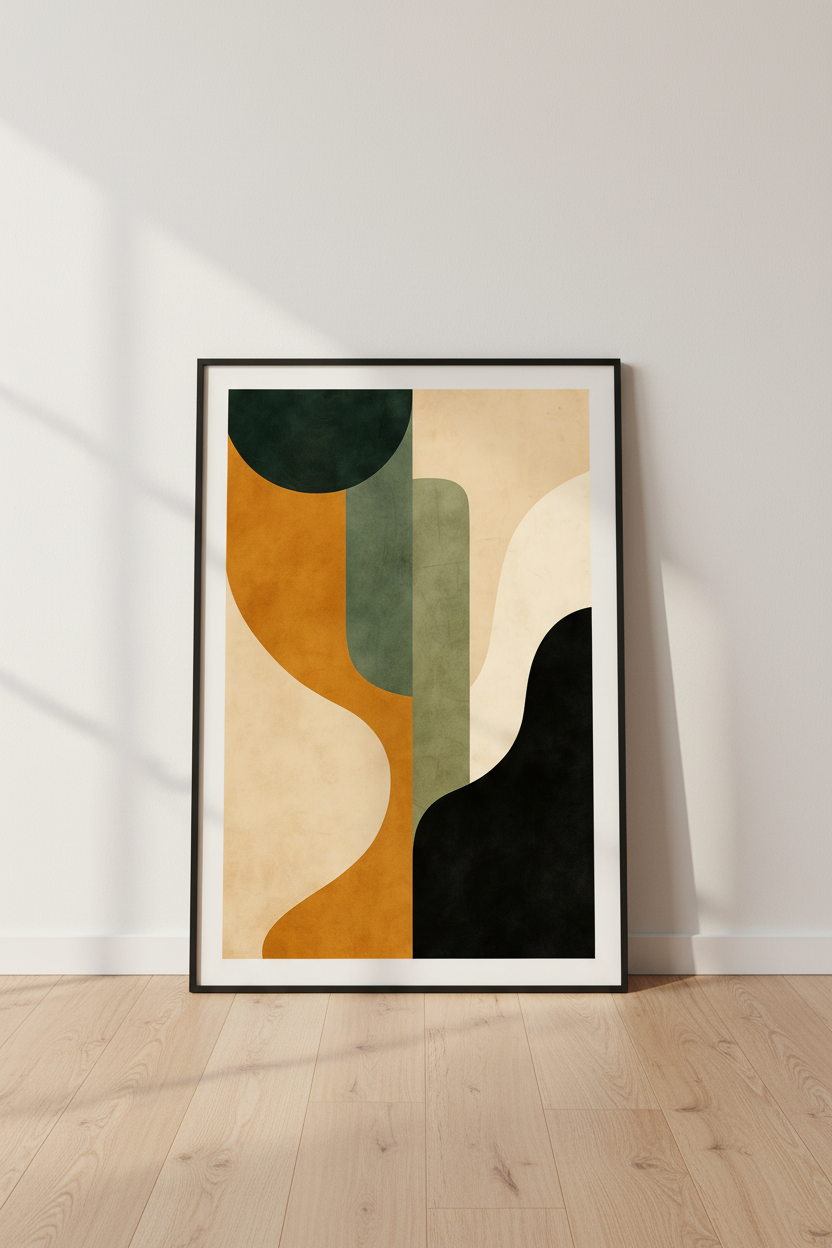 Abstract Geometric Wall Art Print | Mid Century Modern Decor | Boho Scandinavian Poster | Earth Tone Textured Art