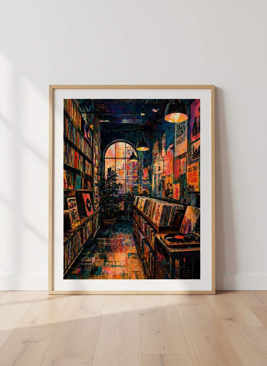 Abstract Record Store Wall Art | Music Lover Gift, Aesthetic Room Decor Poster