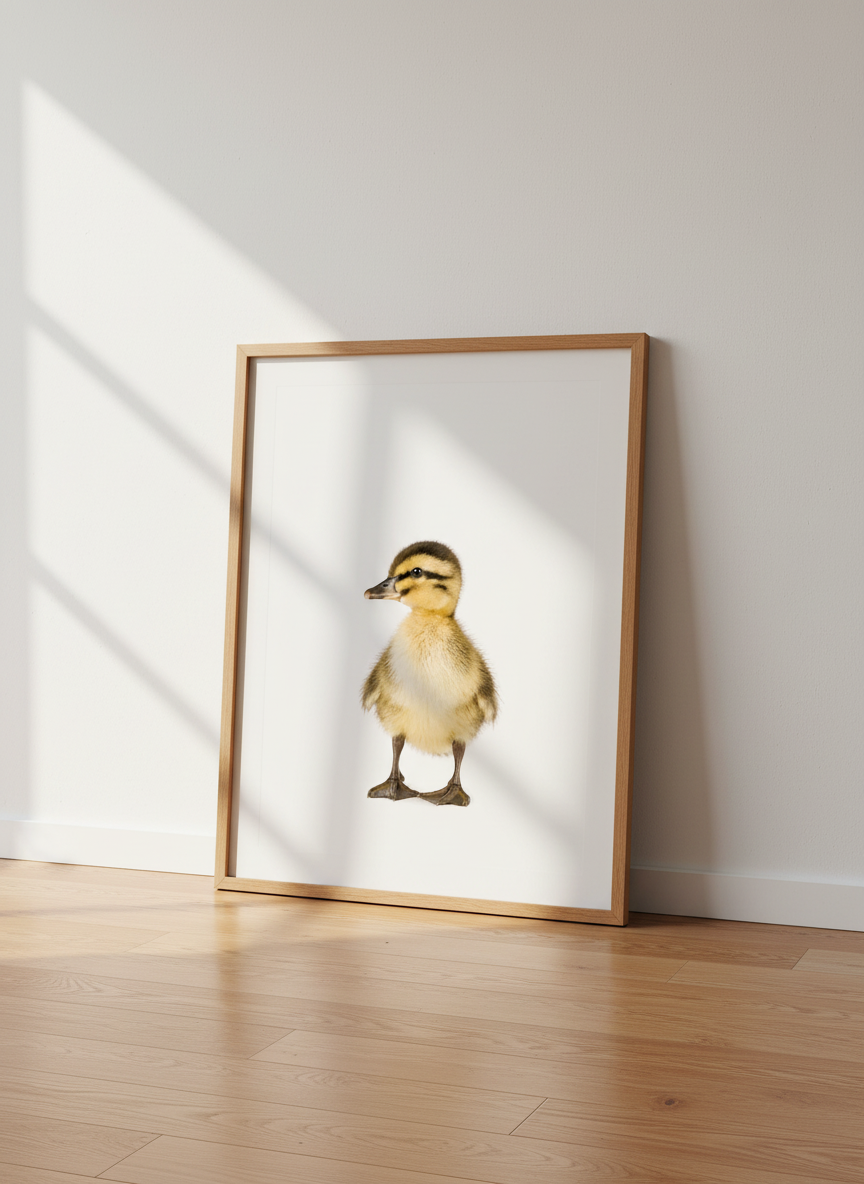 Cute Baby Duck Wall Art Print | Nursery Room Decor | Farmhouse Animal Poster | Newborn Gift | Yellow Neutral Decor