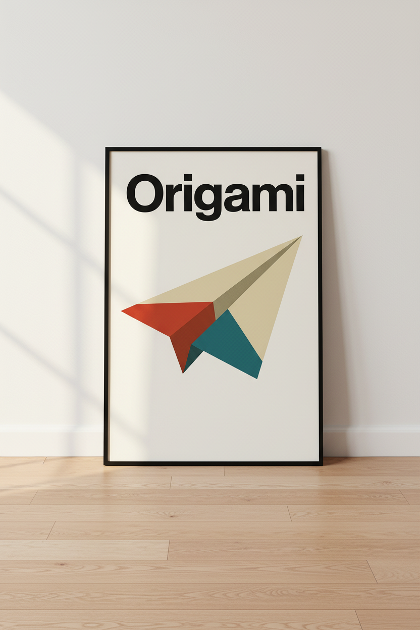 Minimalist Origami Paper Plane Wall Art Print | Mid-Century Modern Kids Room Decor | Abstract Geometric Poster Gift