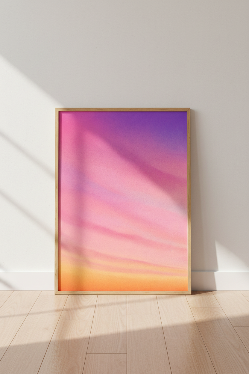 Abstract Swirl Wall Art Print | Pink Purple Orange Gradient Art | Maximalist Decor | Framed Aesthetic Poster