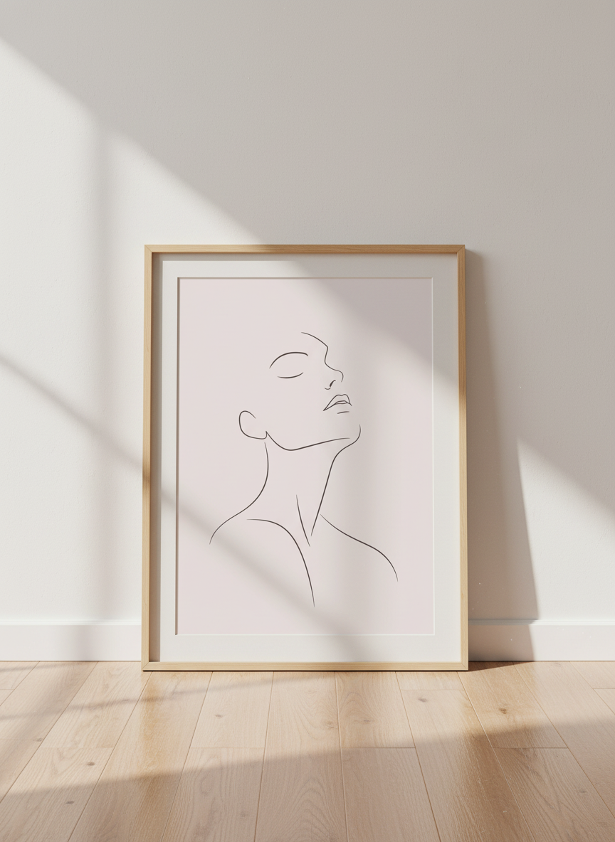 Minimalist Woman Face Line Art Print | Modern Bedroom Decor | Aesthetic Portrait Poster | Feminine Wall Art | Abstract Spa Artwork