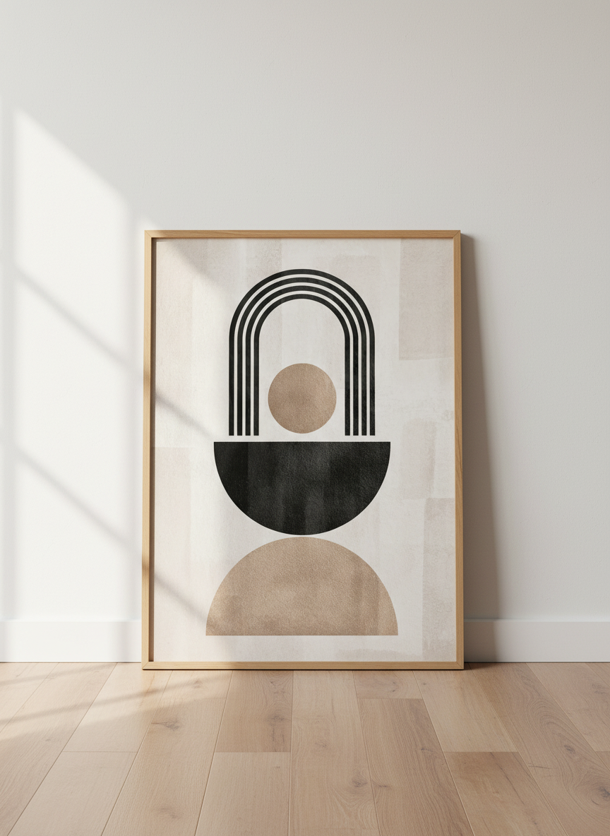 Minimalist Boho Arch Wall Art Print | Mid Century Modern Living Room Decor | Neutral Aesthetic Abstract Poster