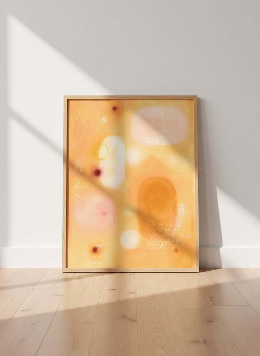 Abstract Warm Wall Art Print | Boho Living Room Decor | Minimalist Poster Orange Blush