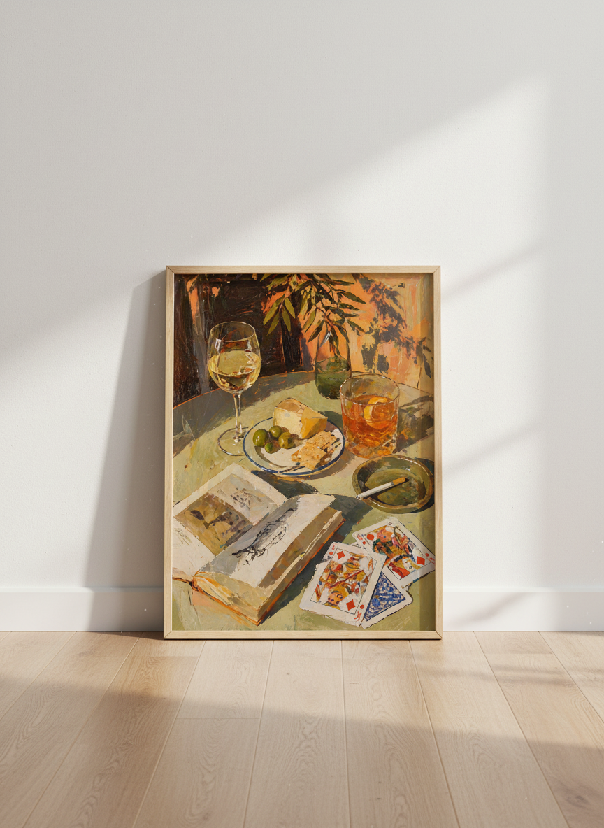 Impressionist Still Life Print | Cozy Evening Home Decor | Bar Cart Painting