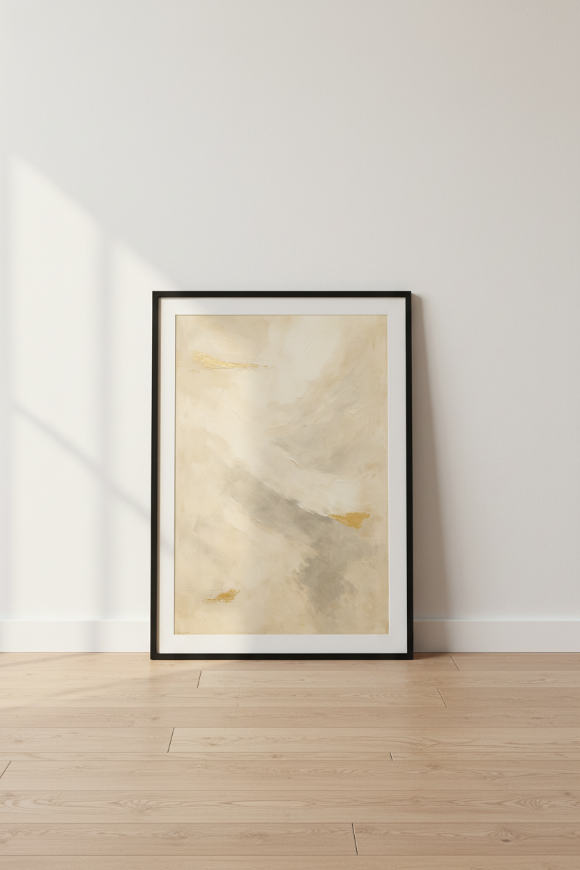 Abstract Gold Leaf Wall Art Print | Minimalist Living Room Decor | Neutral Aesthetic Poster | Modern Farmhouse Art