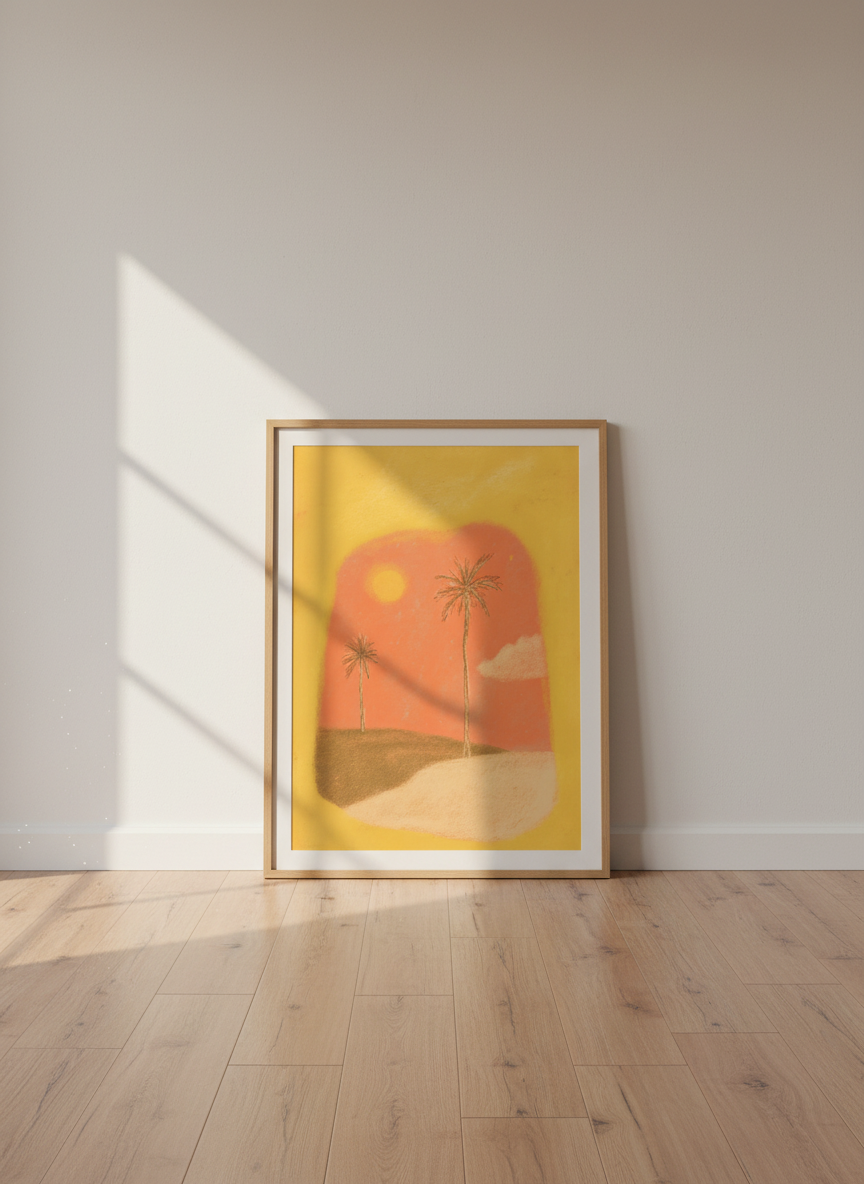 Desert Dream Palm Tree Art | Mid-Century Modern Sunset Poster | Boho Wall Decor