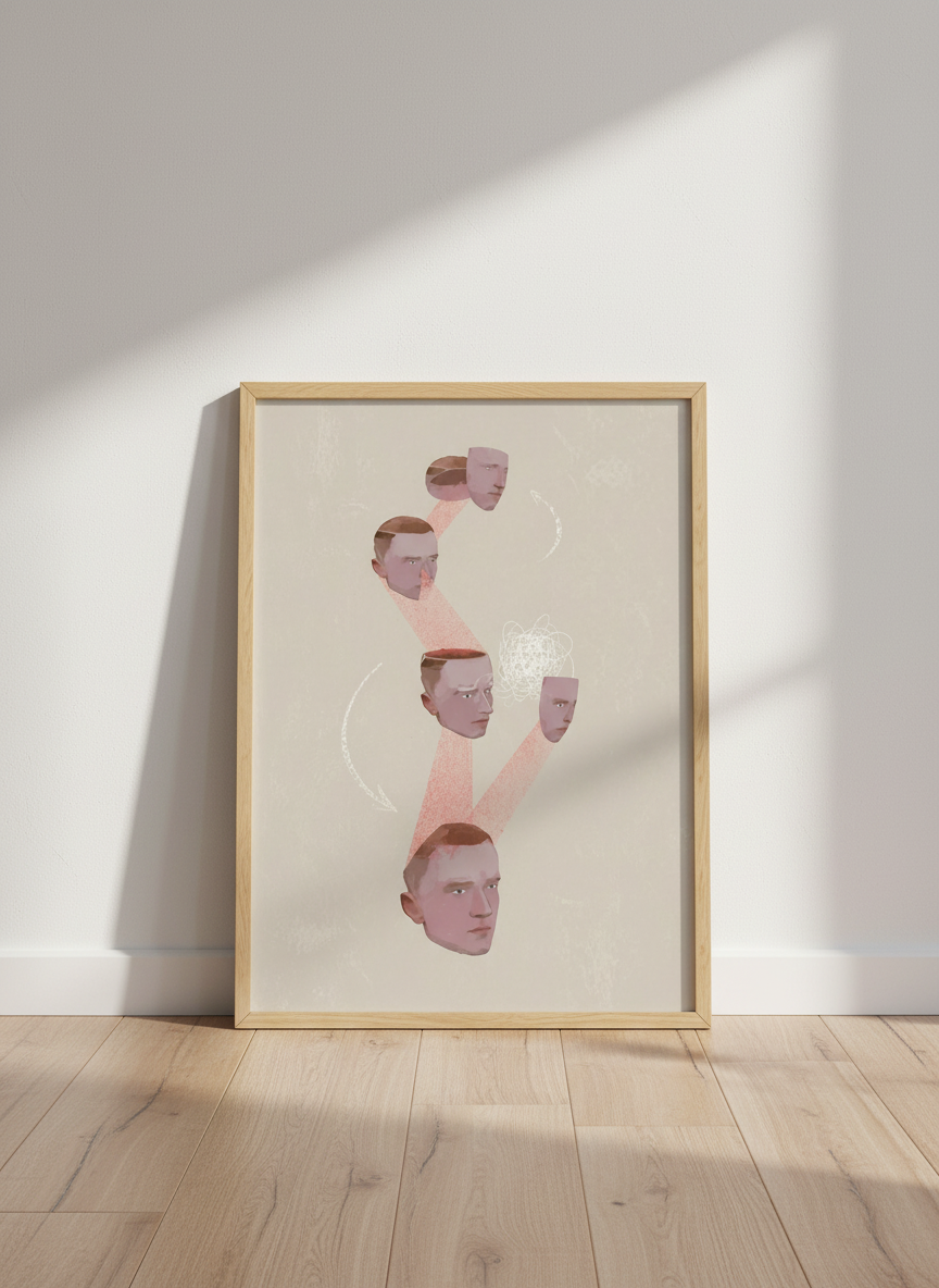 Abstract Faces Psychology Wall Art | Therapy Office Decor | Mental Health Poster