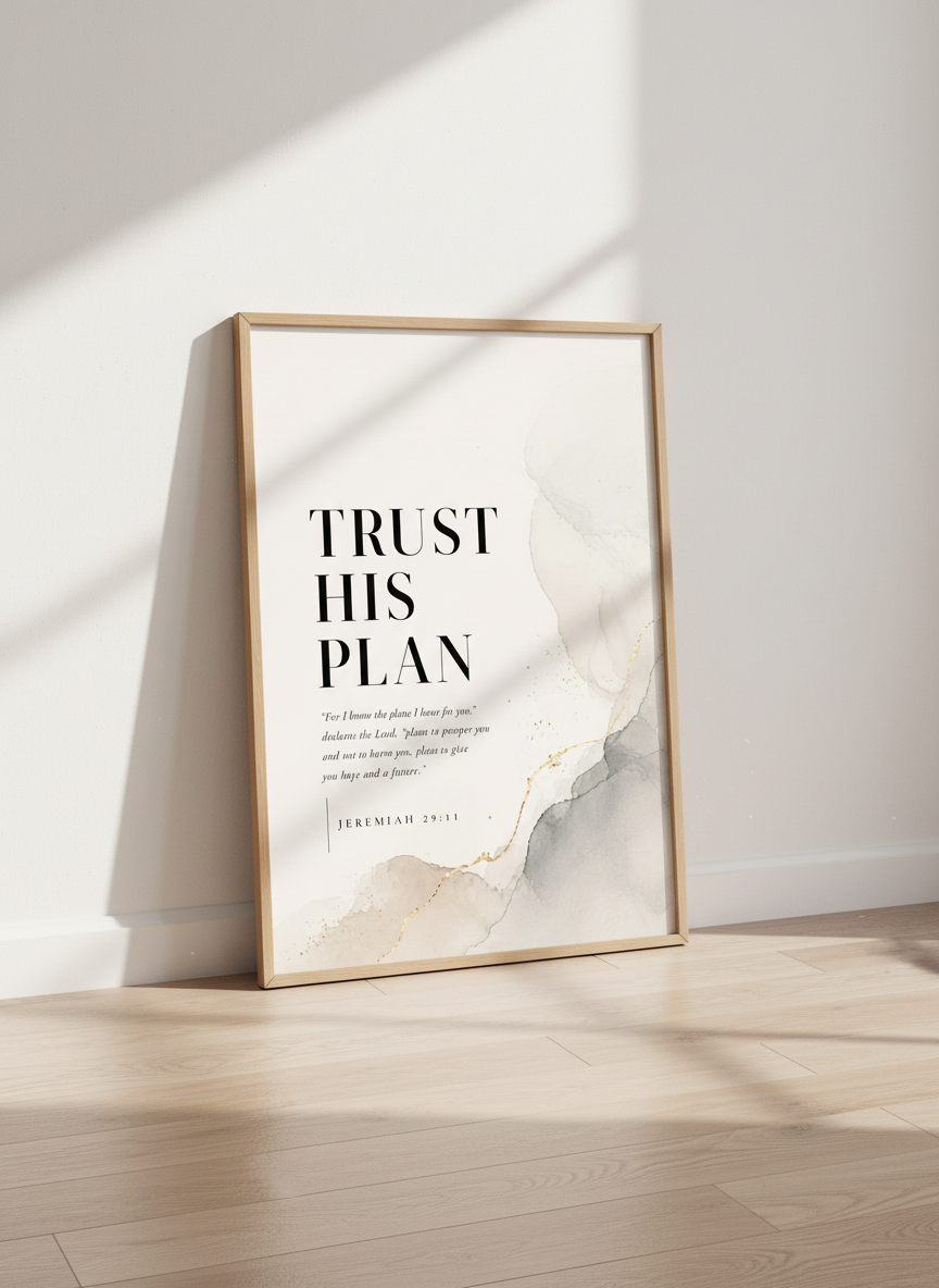 Jeremiah 29:11 Trust His Plan Wall Art | Christian Scripture Decor | Bible Verse
