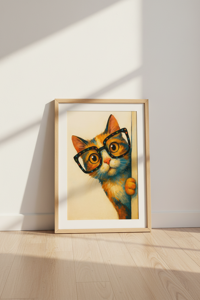 Abstract Cat Wall Art Print | Playful Pet Lover Decor | Whimsical Animal Poster | Cute Nursery Art | Gift for Cat Moms