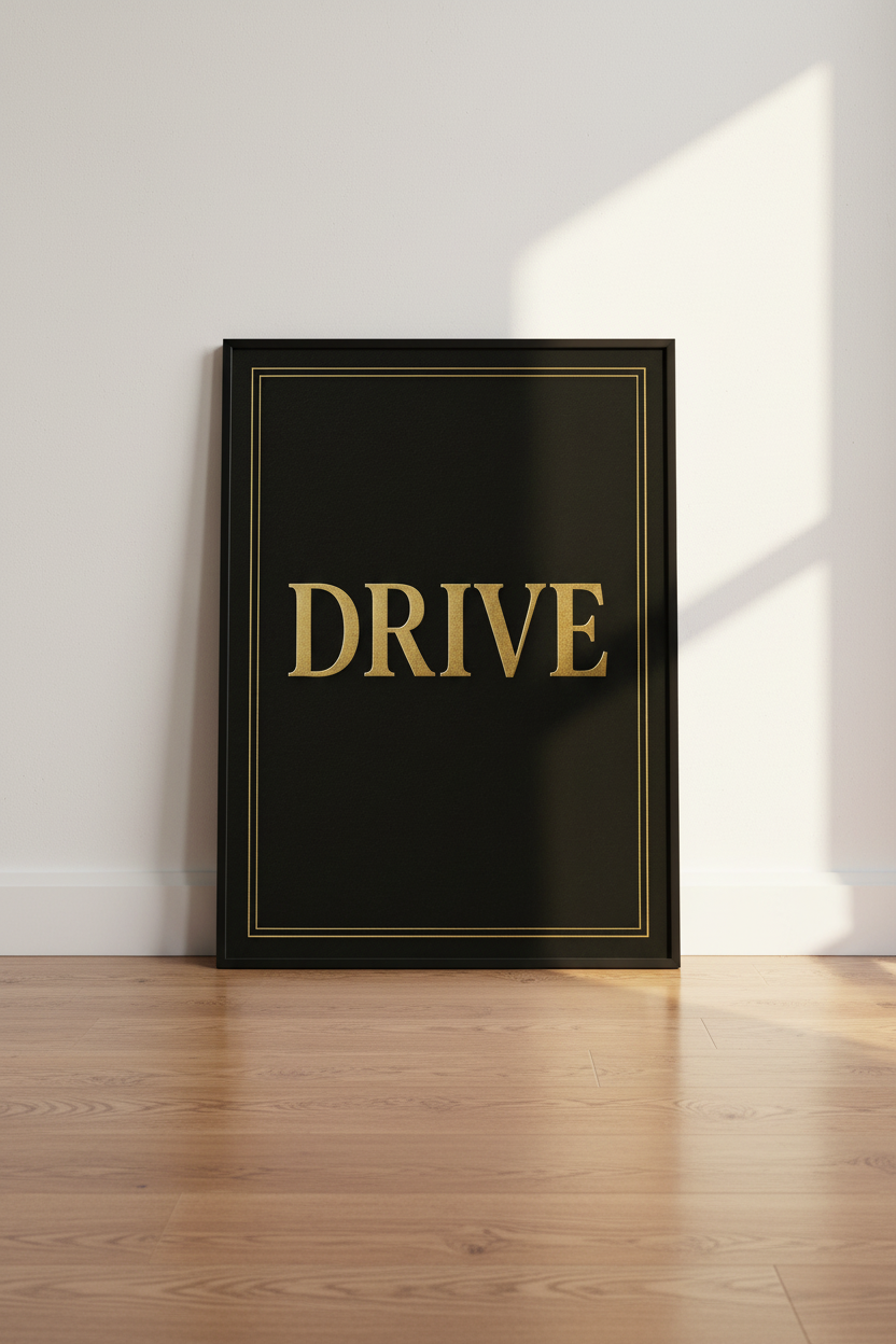 DRIVE Motivational Wall Art Print | Gold Lettering Black Poster | Modern Home Decor | Inspirational Office Wall Hanging Art Print