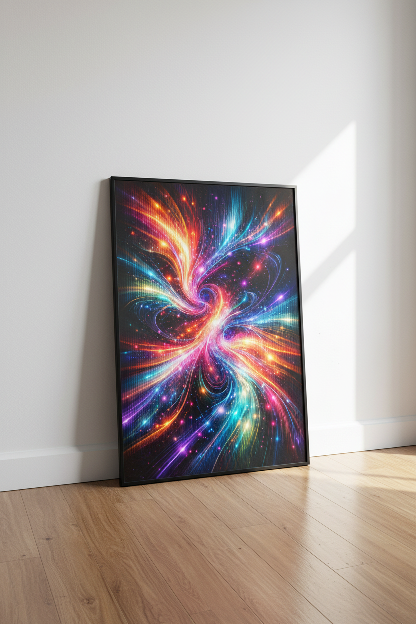Abstract Space Galaxy Wall Art Print | Vibrant Cosmic Home Decor | Psychedelic Modern Poster | Colorful Swirl Digital Download