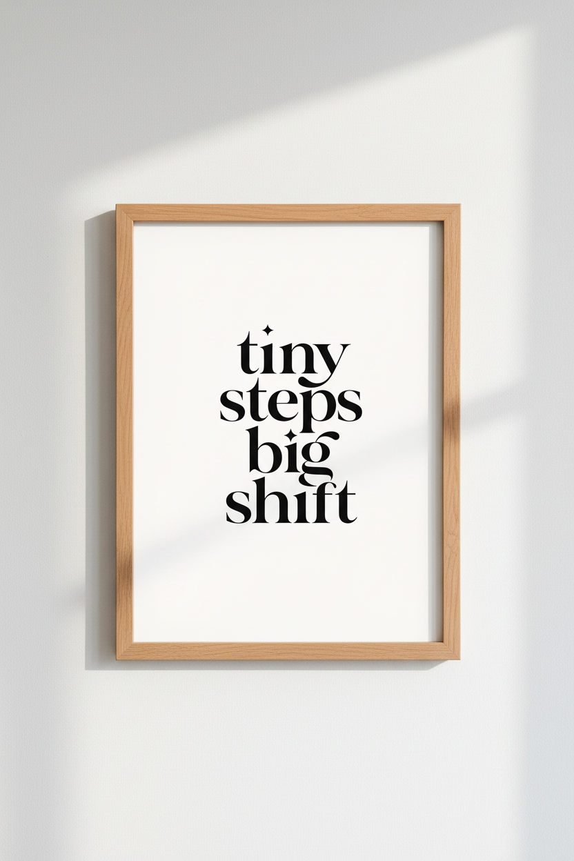 Tiny Steps Big Shift Typography Wall Art | Office Decor | Minimalist Quote Poster