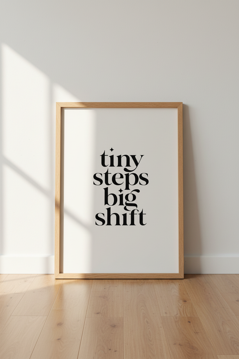 Tiny Steps Big Shift Typography Wall Art | Office Decor | Minimalist Quote Poster