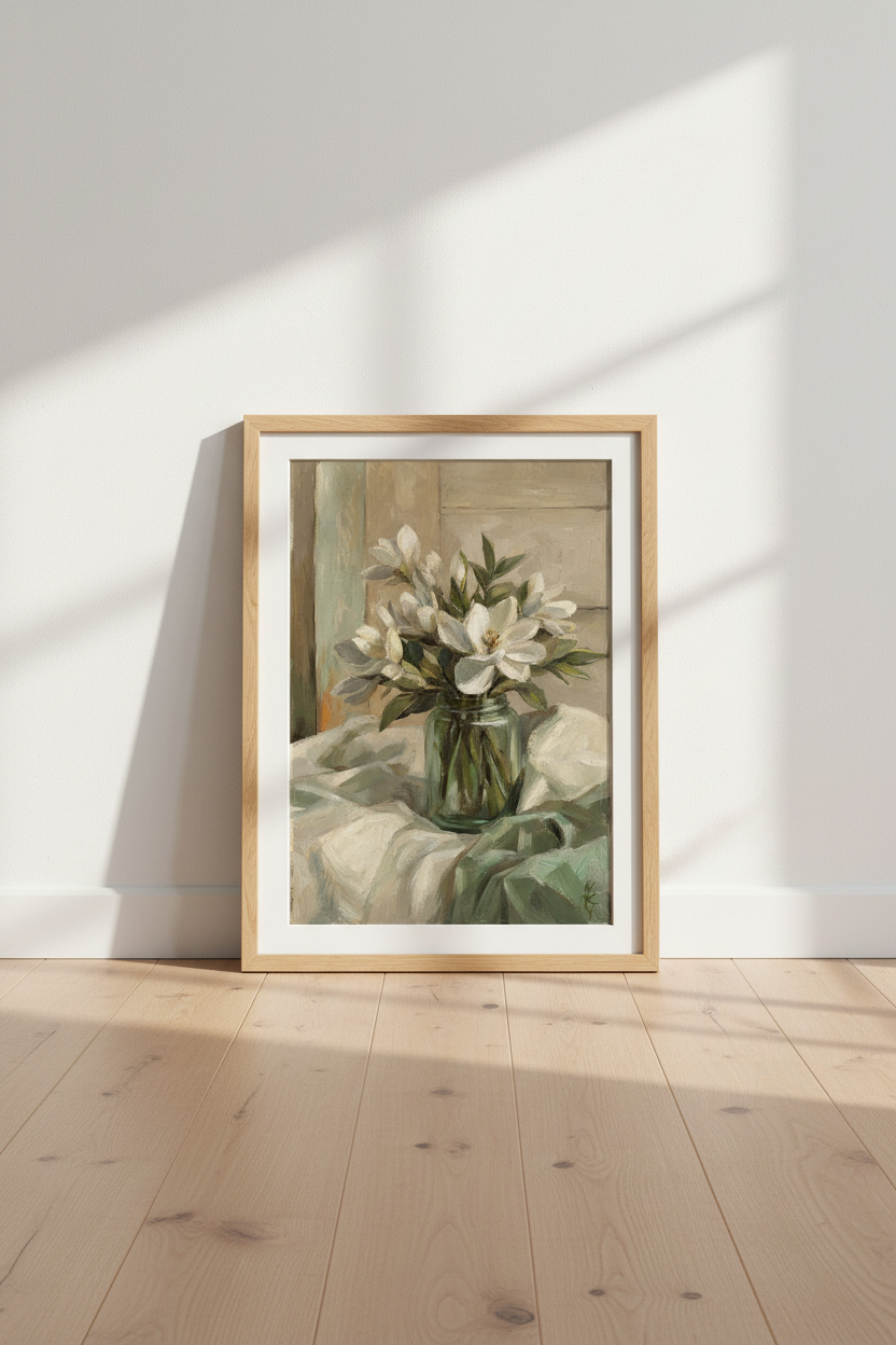 Magnolia Wall Art | Sage Ivory, Living Room Decor