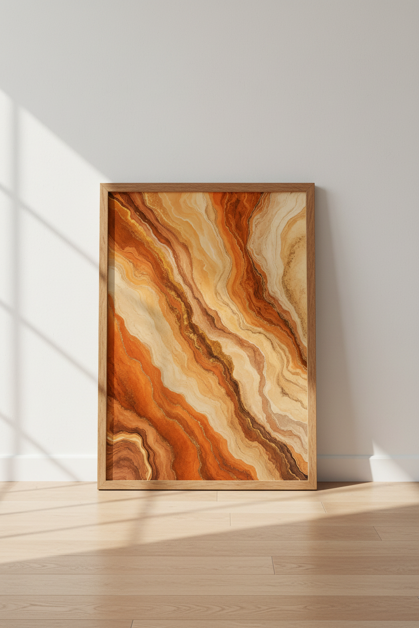 Abstract Agate Marble Wall Art | Earth Tone Burnt Orange Decor | Modern Boho Poster