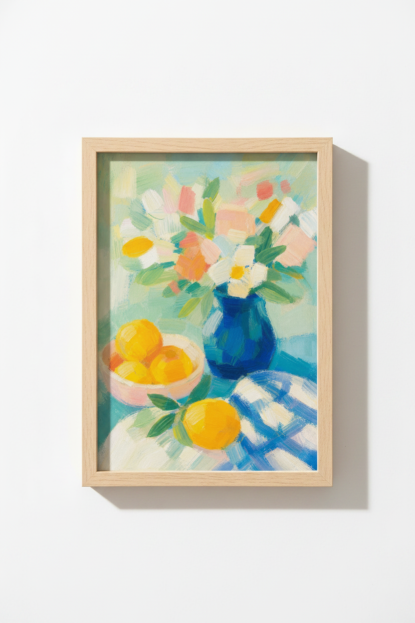 Abstract floral art | vibrant palette, living room decor