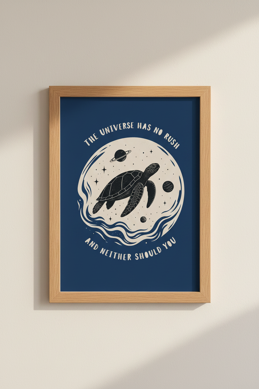 Celestial Turtle Wall Art Print | Cosmic Space Decor | Aesthetic Mental Health Poster