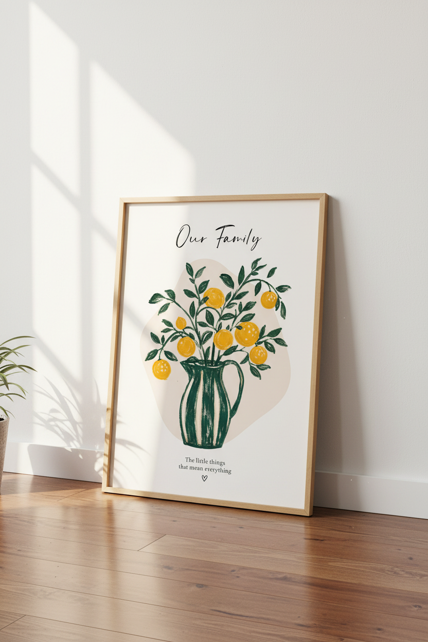 Citrus Fruit Wall Art Print | Oranges Family Quote, Kitchen & Dining Room Decor