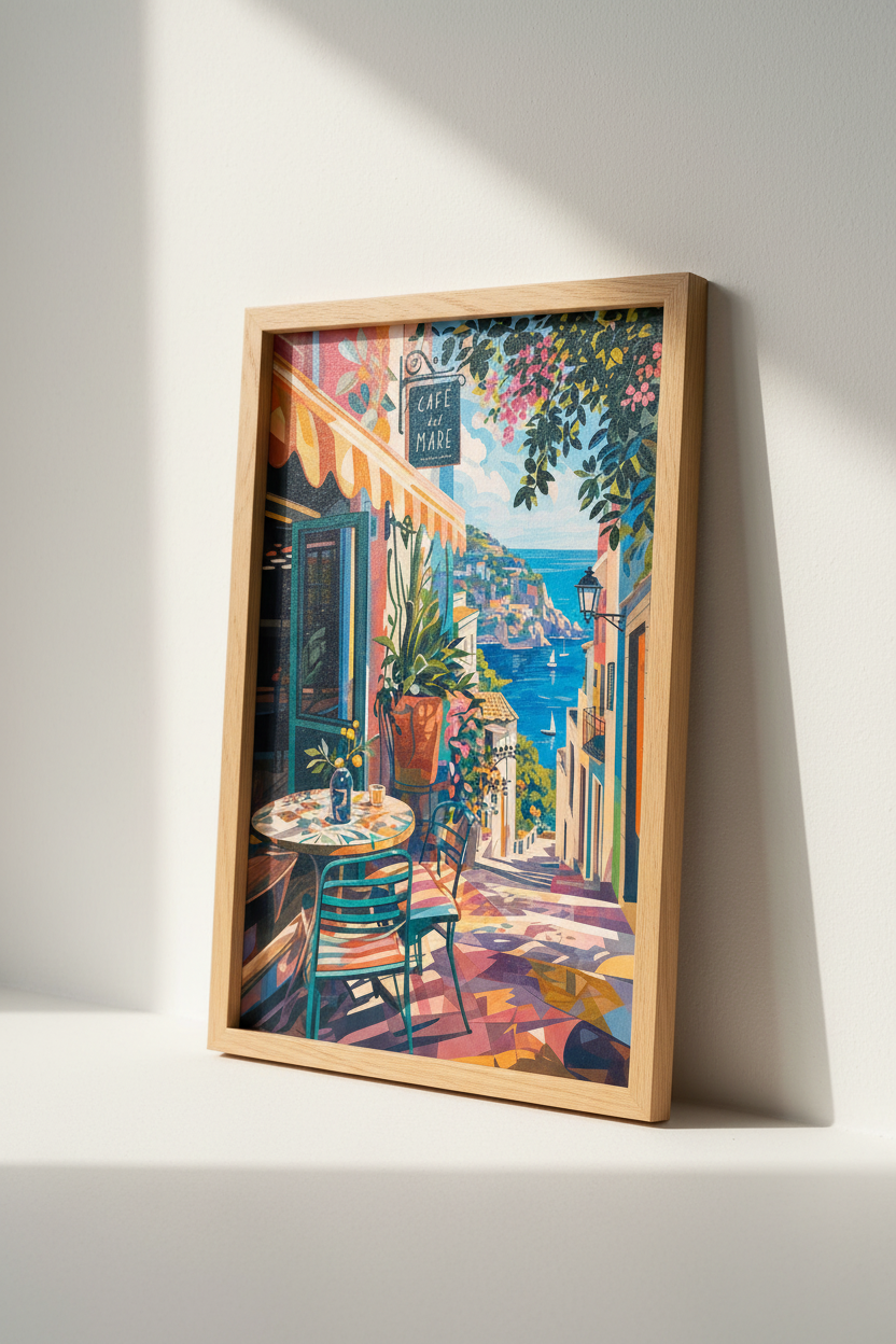 Amalfi Coast Cafe Wall Art | Mediterranean Coastal Decor | Italy Travel Poster