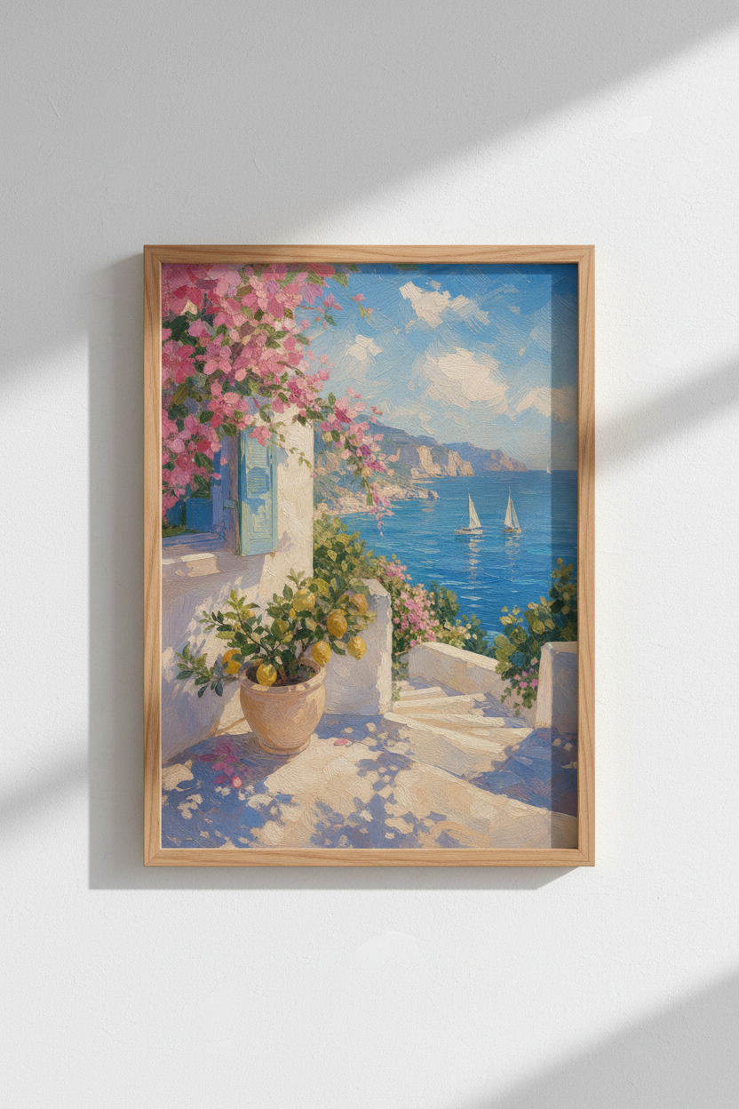 Coastal Italy Wall Art Print | Amalfi Coast Decor | Mediterranean Summer Poster