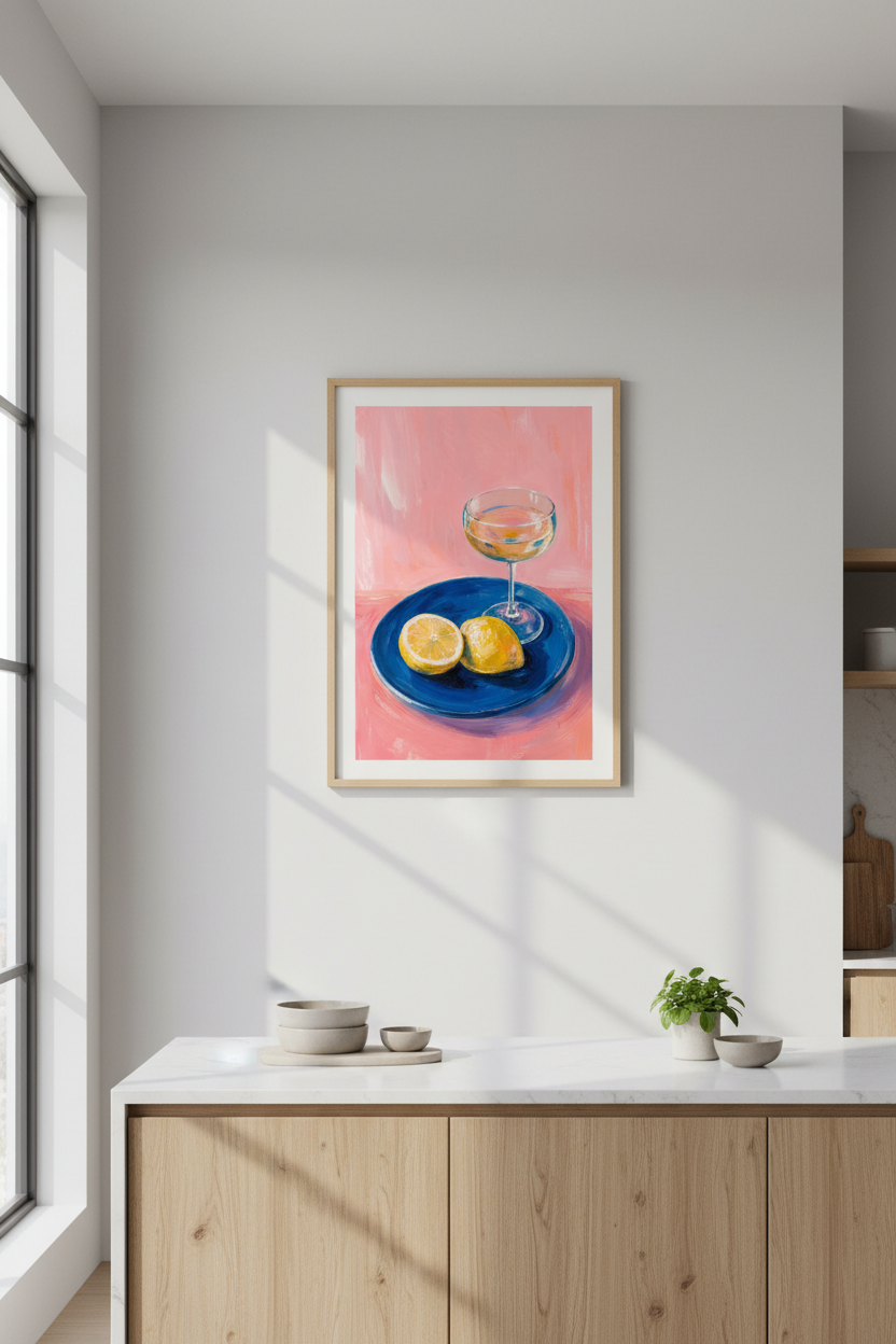 Aperol Spritz Art Print | Colorful Cocktail Kitchen Decor | Pink Aesthetic Poster