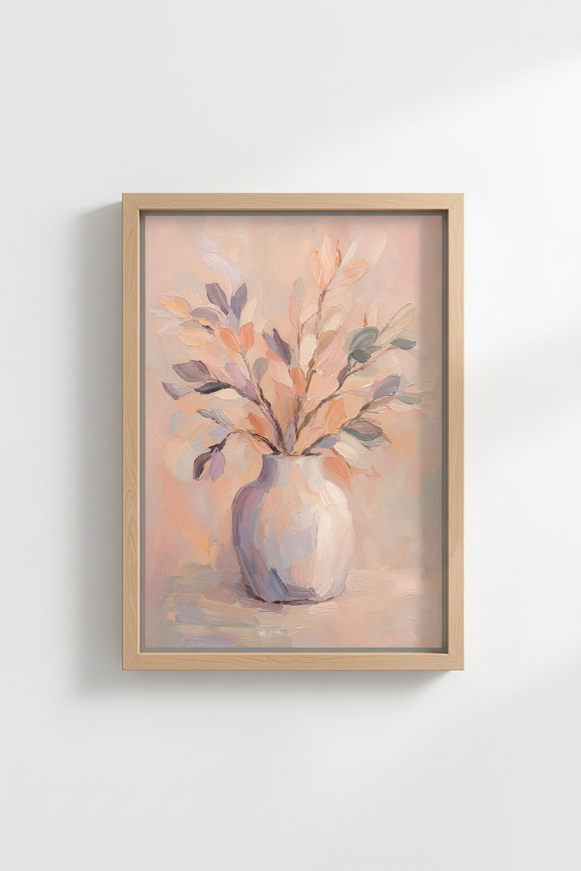 Blush Floral Oil Painting | Impressionist Flower Wall Art, Soft Pastel Home Decor