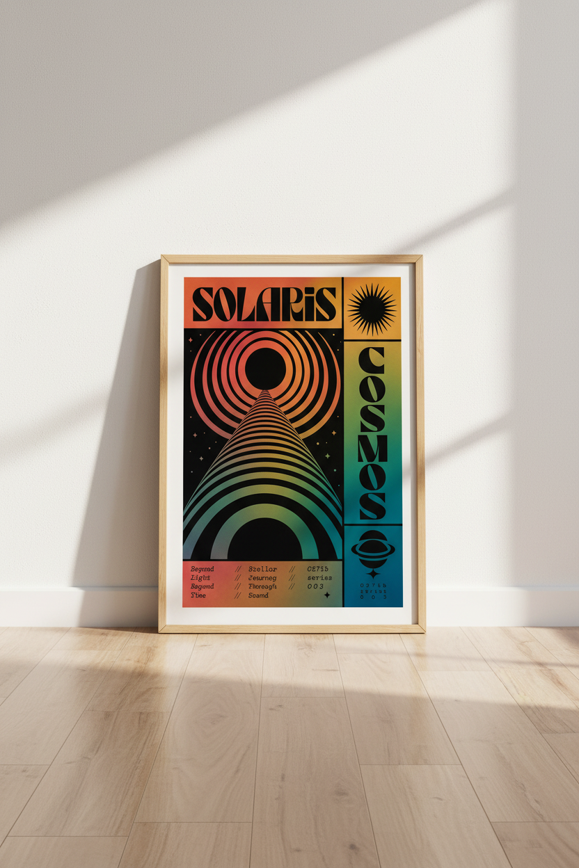 Solaris Cosmos Sci-Fi Wall Art | Retro 70s Gradient Poster, Vibrant Room Decor