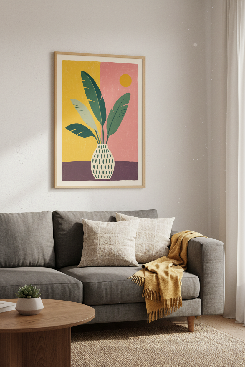 Tropical Botanical Wall Art Print | Abstract Boho Floral, Modern Living Room Decor