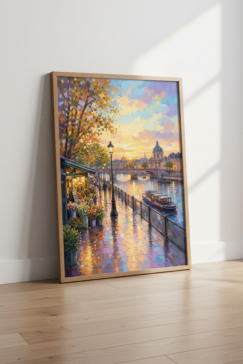 Paris Cityscape Impressionist Wall Art Print | Living Room Decor | Sunset Poster