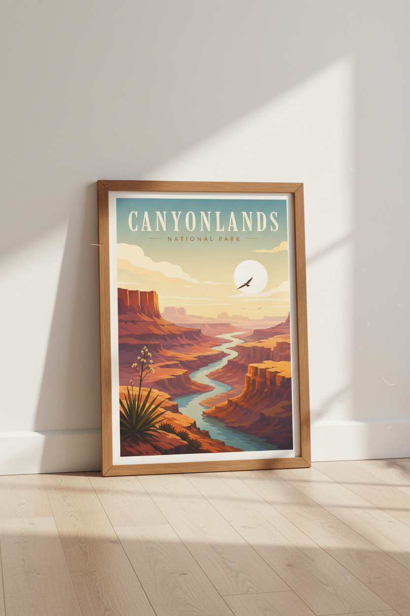 Canyonlands National Park Art | Vintage Desert Landscape, Living Room Poster