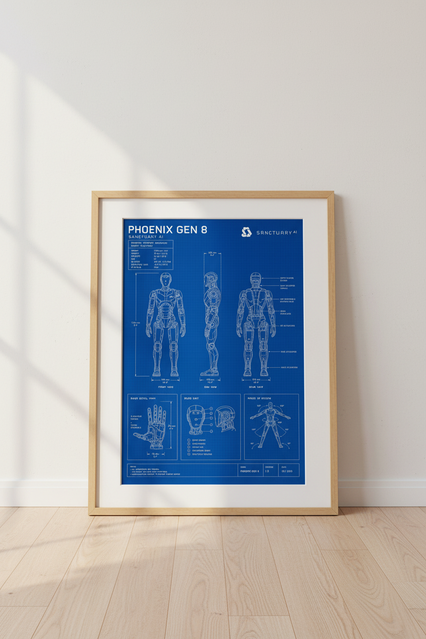 Phoenix Gen 8 Robot Blueprint Wall Art | AI Tech Poster | Engineering Decor