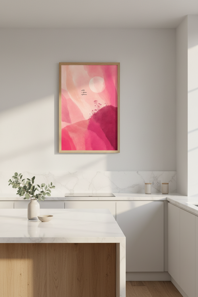 Pink Abstract Wall Art | Softness Quote Poster, Blush Pink Bedroom Decor