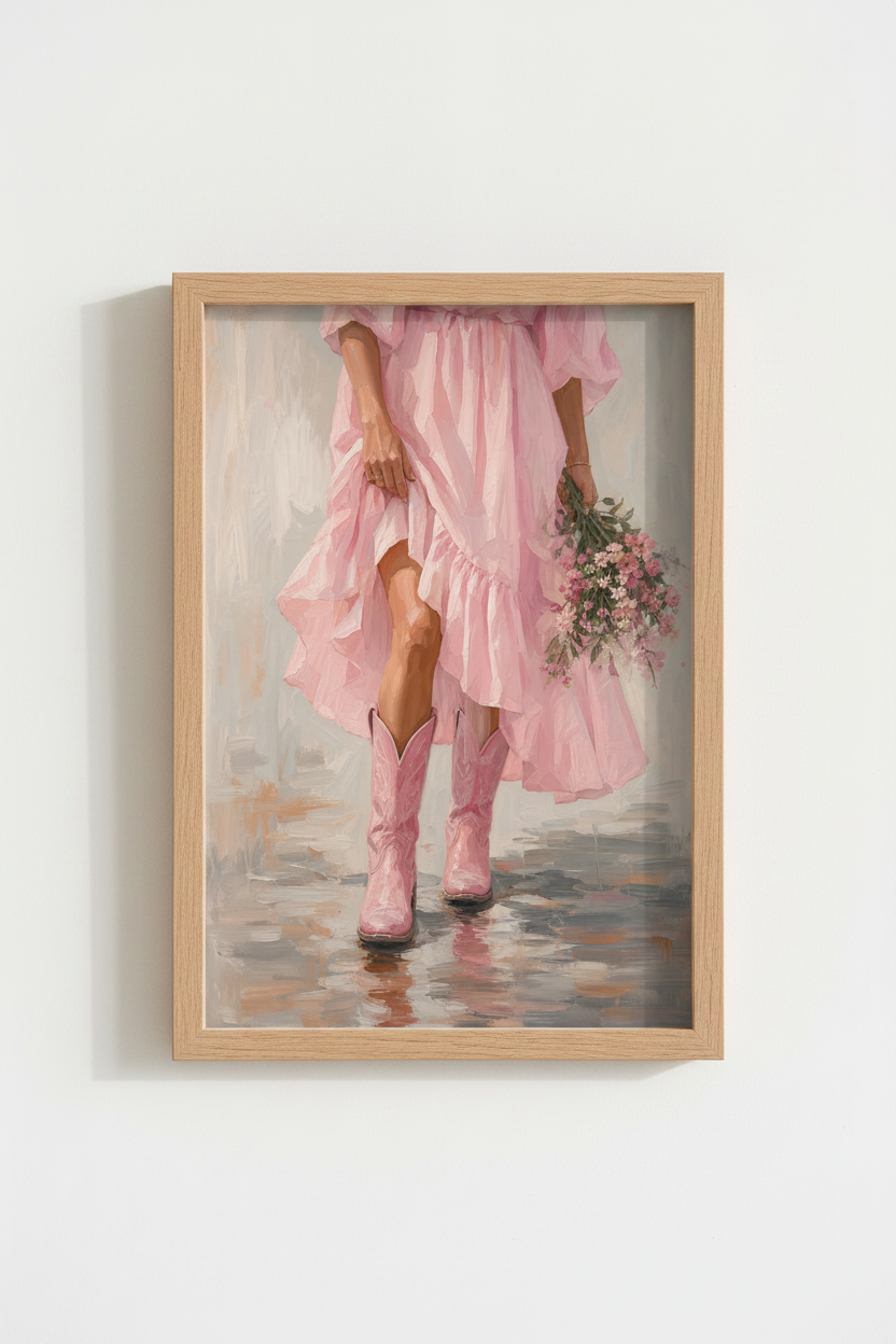 Coastal Cowgirl Wall Art Print | Pink Aesthetic Western Decor | Preppy Poster
