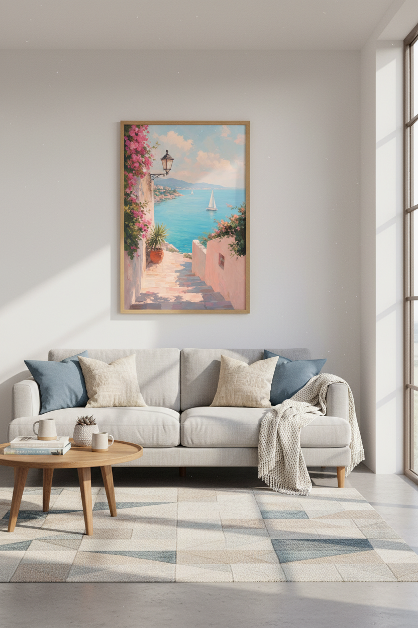 Coastal Italy Wall Art Print | Mediterranean Landscape | Impressionist Poster