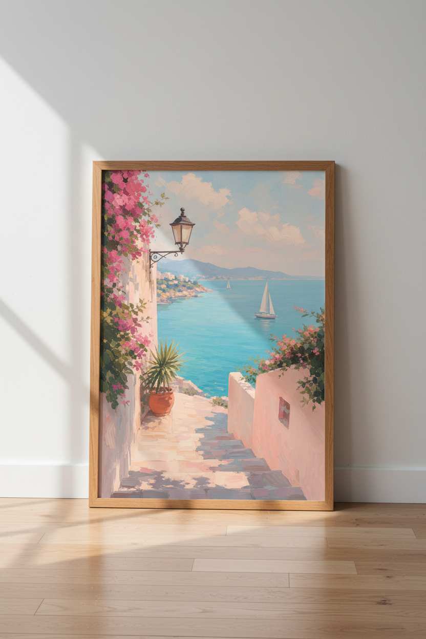 Coastal Italy Wall Art Print | Mediterranean Landscape | Impressionist Poster