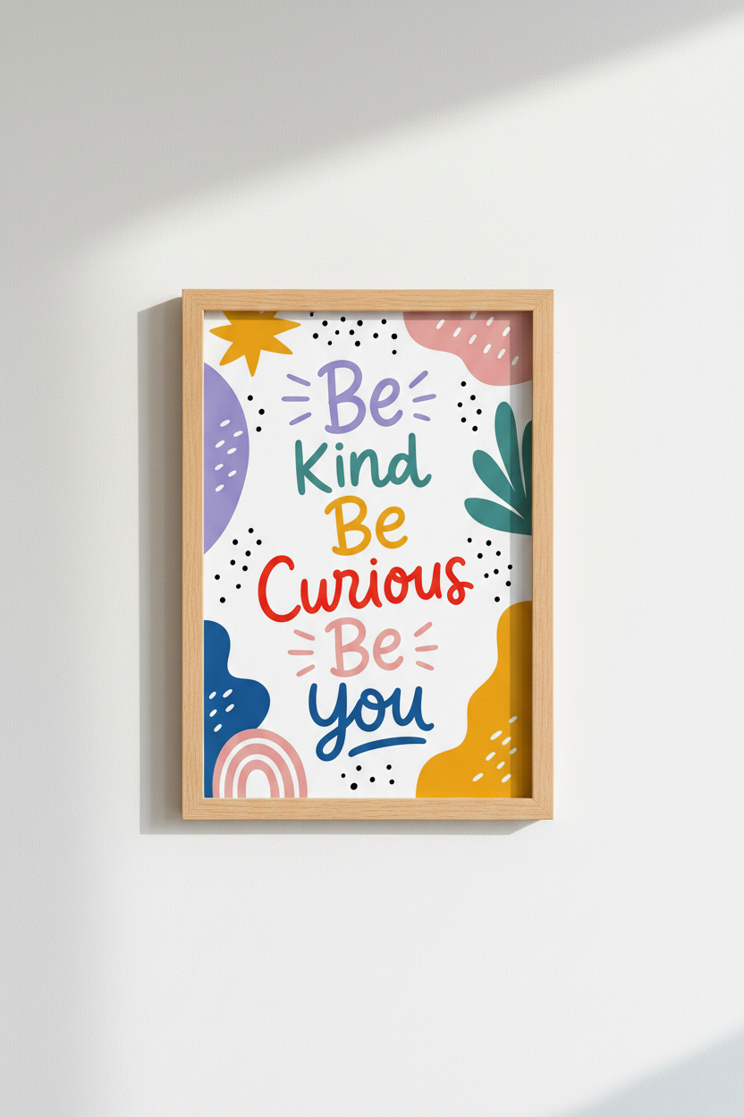 Be Kind Quote Wall Art Print | Kids Room Decor | Colorful Abstract Poster
