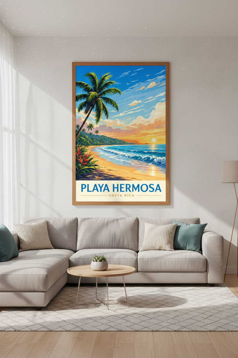 Playa Hermosa Costa Rica Wall Art Print | Beach Sunset Poster | Tropical Decor