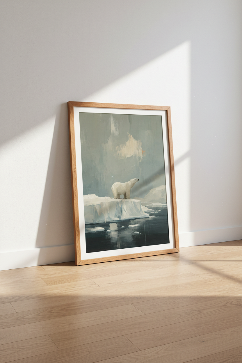 Polar Bear Oil Painting | Arctic Wildlife Art, Nursery & Living Room Decor