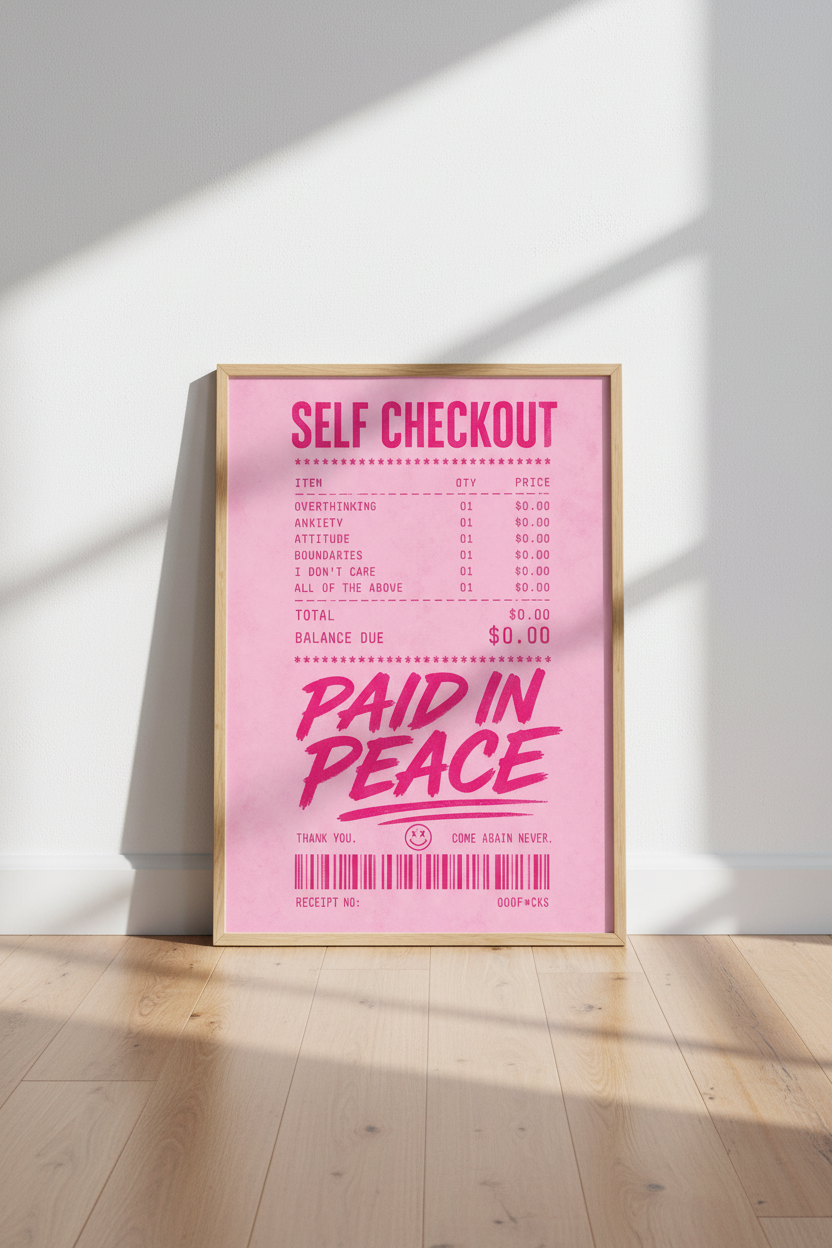 Pink Receipt Wall Art Print | Trendy Y2K Aesthetic Poster | Preppy Room Decor