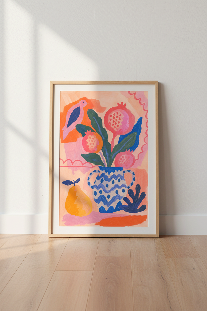 Floral Wall Art Print | Modern Abstract Bouquet Decor | Peachy Poster