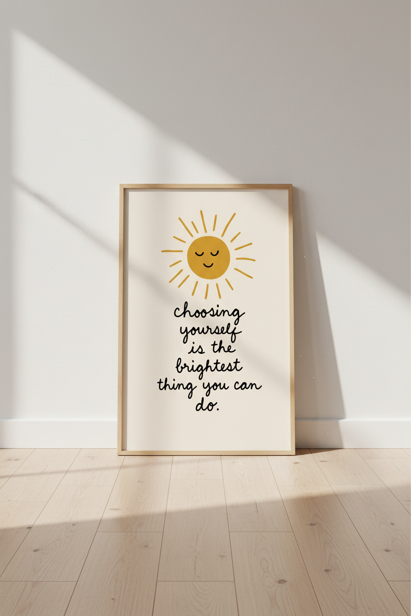 Choosing Yourself Sun Wall Art Print | Positive Mental Health Decor | Boho Aesthetic