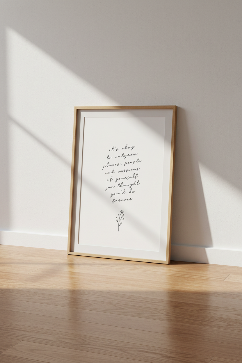 Outgrow Yourself Quote Wall Art Print | Minimalist Office Decor | Script Poster