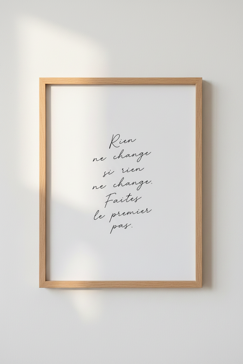 French Quote Wall Art | Minimalist Calligraphy Print, Office Decor Poster