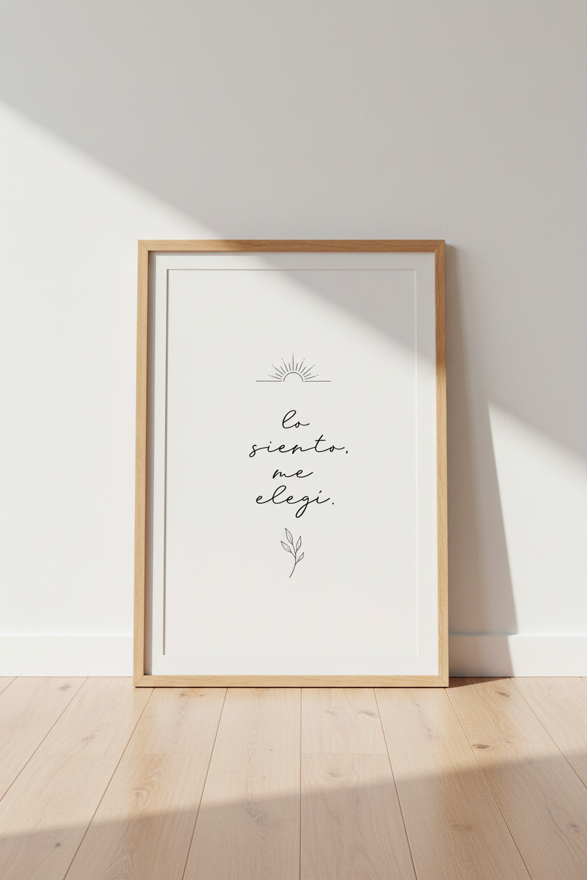 Spanish Quote Wall Art | Lo siento me elegi Script, Minimalist Self Care Poster