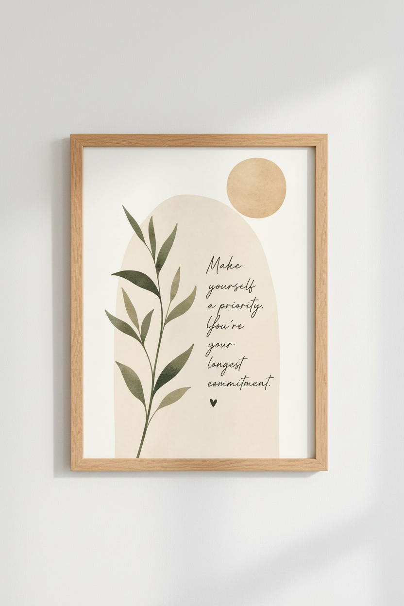 Self Care Quote Wall Art Print | Boho Mental Health Poster | Minimalist Decor