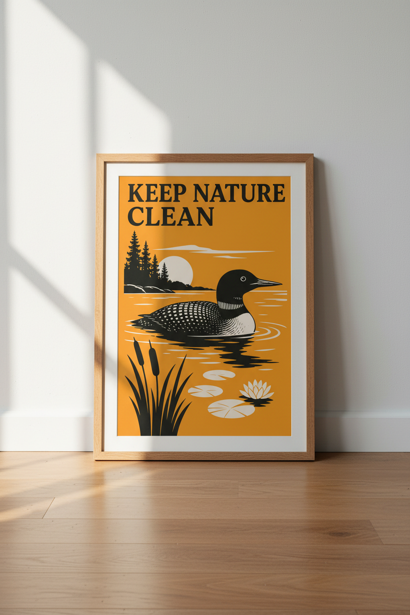 Nature poster | Bold orange Linocut vibes, Living room decor