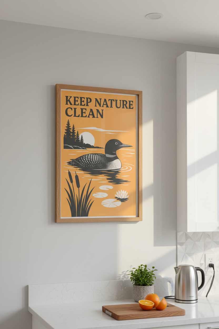 Nature poster | Bold orange Linocut vibes, Living room decor